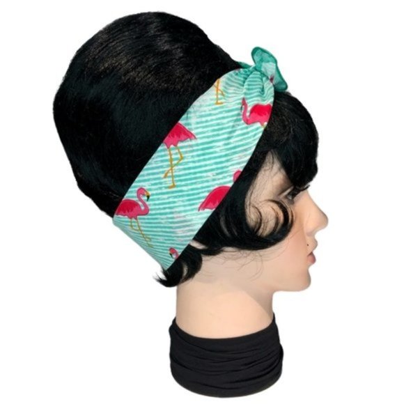 Flamingo and Stripes Retro Bandana Tie Headband - Picture 5 of 13